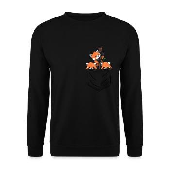 Roter Panda Wildlife Pocket - Unisex Pullover - Schwarz - Vorne - Alina (178cm) & Michal (187cm)