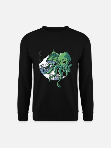 Die große Welle vor Kanagawa Cthulhu Geschenk - Unisex Pullover - Schwarz