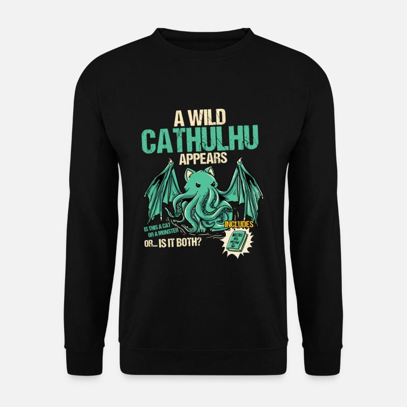 A wild Cathulhu emerges - Kawaii - Unisex Sweatshirt - black