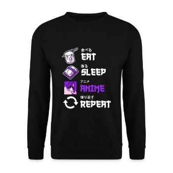 Eat Sleep Anime Replay Lecteurs de manga - Sweat-shirt Unisexe - noir - Devant - Alina (178cm) & Michal (187cm)