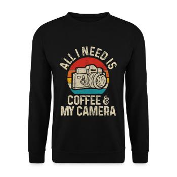Photography Camera Coffee Photographer Funny Gift - Unisex Sweatshirt - black - Front - Alina (178cm) & Michal (187cm)