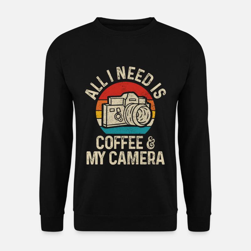 Fotografie Kamera Kaffee Fotograf Lustig Geschenk - Unisex Pullover - Schwarz
