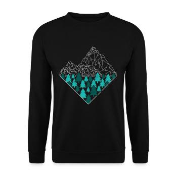 Berge Wald Wandern Camping Klettern Mountainbike - Unisex Pullover - Schwarz - Vorne - Alina (178cm) & Michal (187cm)