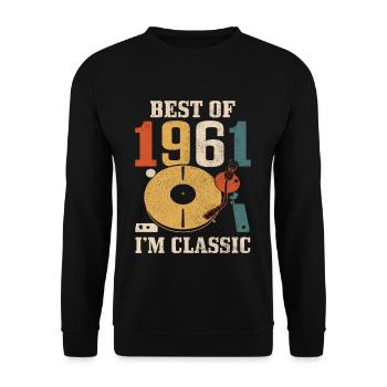 Best Of 1961 60. Geburtstag Vintage DJ Geschenk - Unisex Pullover - Schwarz - Vorne - Alina (178cm) & Michal (187cm)