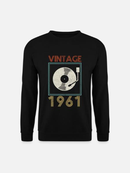 Vintage 1961 Vinyl DJ 60. Geburtstag Geschenk - Unisex Pullover - Schwarz
