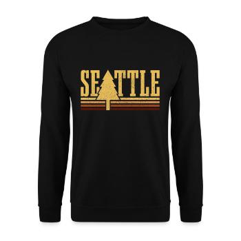 Seattle Washington Vintage USA Amerika - Unisex Pullover - Schwarz - Vorne - Alina (178cm) & Michal (187cm)