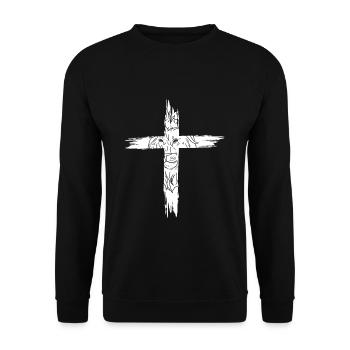 Lion Croix Zoo Amour des animaux chrétien - Sweat-shirt Unisexe - noir - Devant - Alina (178cm) & Michal (187cm)