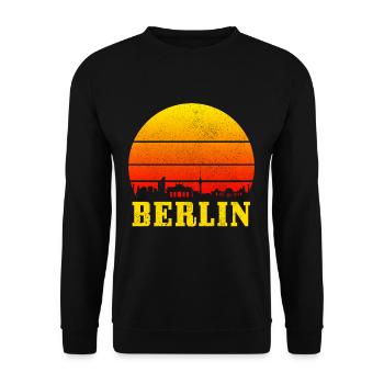 Berlin Skyline Vintage - Unisex Pullover - Schwarz - Vorne - Alina (178cm) & Michal (187cm)