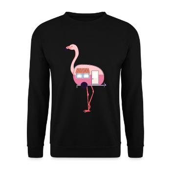 Flamingo Camper Van Camping Outdoor Watvogel - Unisex Pullover - Schwarz - Vorne - Alina (178cm) & Michal (187cm)