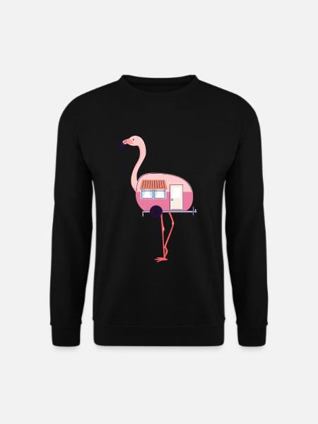 Flamingo Camper Van Camping Outdoor Watvogel - Unisex Pullover - Schwarz