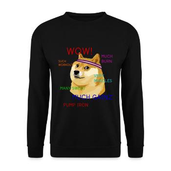 Lustiges Gym Doge Meme Workout Gainz - Unisex Pullover - Schwarz - Vorne - Alina (178cm) & Michal (187cm)