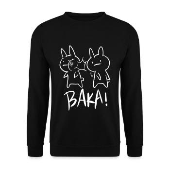 Kawaii Baka Rabbit Ohrfeigen für Otakus, Anime - Unisex Pullover - Schwarz - Vorne - Alina (178cm) & Michal (187cm)