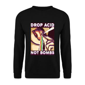 Drop Acid not Bombs - Retro LSD Psychedelic - Unisex Pullover - Schwarz - Vorne - Alina (178cm) & Michal (187cm)