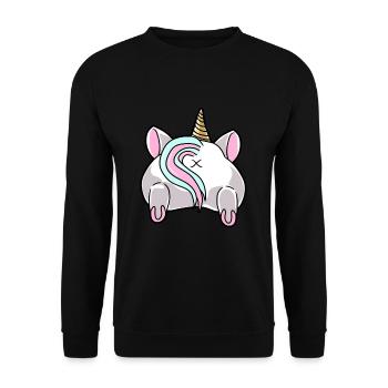 Einhorn Hintern Magische Einhorn Liebhaber - Unisex Pullover - Schwarz - Vorne - Alina (178cm) & Michal (187cm)