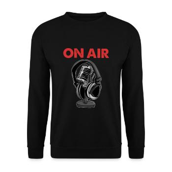 On Air Podcast Microphone Radio Show Host Music DJ - Unisex Sweatshirt - black - Front - Alina (178cm) & Michal (187cm)