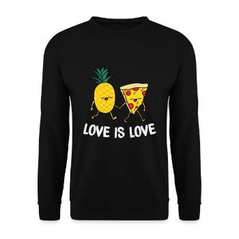 Love Is Love Cute Pineapple Pizza LGBTQ Pride - Unisex Pullover - Schwarz - Vorne - Alina (178cm) & Michal (187cm)