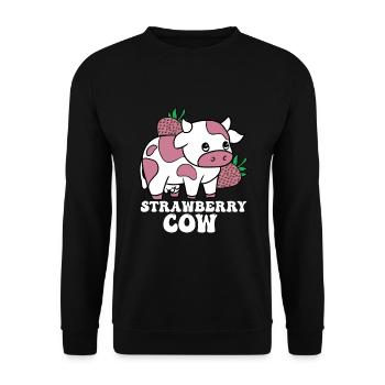 Kawaii Strawberry Cow Crazy Cow Lady Farm, - Unisex Sweatshirt - black - Front - Alina (178cm) & Michal (187cm)
