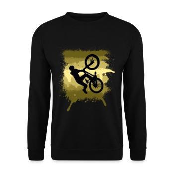 Mountainbike Dirt bike Trail Silhouette - Unisex Pullover - Schwarz - Vorne - Alina (178cm) & Michal (187cm)