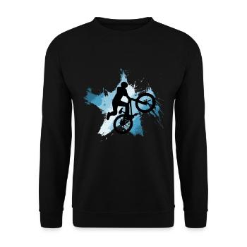 Mountainbike Jump Downhill MTB blau - Unisex Pullover - Schwarz - Vorne - Alina (178cm) & Michal (187cm)