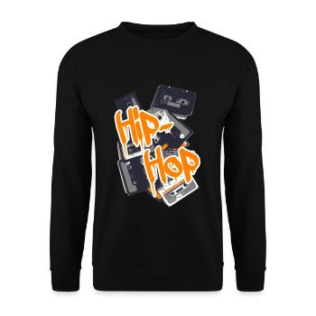 Retro Hip Hop graffiti Kassetten - Unisex Pullover - Schwarz - Vorne - Alina (178cm) & Michal (187cm)