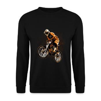 Singletrail Mountainbike MTB Fahrrad orange - Unisex Pullover - Schwarz - Vorne - Alina (178cm) & Michal (187cm)