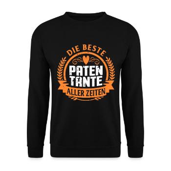 Die beste Patentante aller Zeiten - Unisex Pullover - Schwarz - Vorne - Alina (178cm) & Michal (187cm)