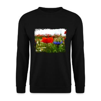 Mohn Blume Sommer Feld Wiese Ölfarben - Unisex Pullover - Schwarz - Vorne - Alina (178cm) & Michal (187cm)