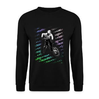 Mountainbike cool downhill Sprung graffiti bunt - Unisex Pullover - Schwarz - Vorne - Alina (178cm) & Michal (187cm)
