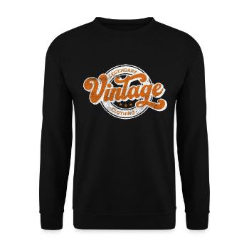 Legendäre Vintage Denim Kleidung Retro Orange - Unisex Pullover - Schwarz - Vorne - Alina (178cm) & Michal (187cm)