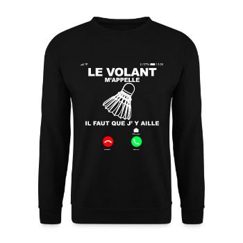 Badminton Humour Cadeau Homme Ou Femme - Sweat-shirt Unisexe - noir - Devant - Alina (178cm) & Michal (187cm)