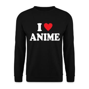 I Love Anime - Unisex Pullover - Schwarz - Vorne - Alina (178cm) & Michal (187cm)
