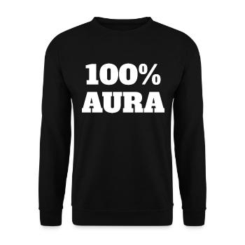 100% Aura Level Points Humor Meme Aura - Unisex Sweatshirt - black - Front - Alina (178cm) & Michal (187cm)