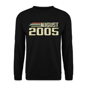 Né en août 2005 Anniversaire Millésime août 2005 - Sweat-shirt Unisexe - noir - Devant - Alina (178cm) & Michal (187cm)