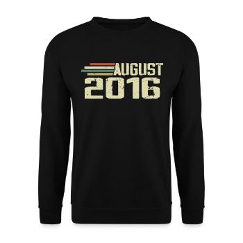 Born August 2016 Anniversary August 2016 Vintage - Unisex Sweatshirt - black - Front - Alina (178cm) & Michal (187cm)