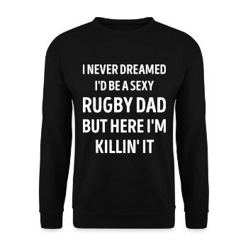 Rugby Papa Lustiger Vater Witz - Unisex Pullover - Schwarz - Vorne - Alina (178cm) & Michal (187cm)