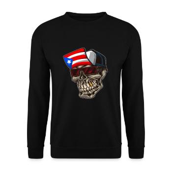 Cool Puerto Rico Skull With Cap and Boricua Flag - Unisex Sweatshirt - black - Front - Alina (178cm) & Michal (187cm)