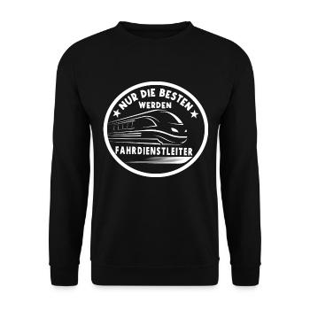 Fahrdienstleiter , Eisenbahner , Sprüche Geschenke - Unisex Pullover - Schwarz - Vorne - Alina (178cm) & Michal (187cm)