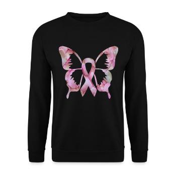 Band Schmetterlingsblume Brustkrebs Bewusstsein - Unisex Pullover - Schwarz - Vorne - Alina (178cm) & Michal (187cm)