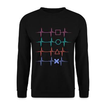 Gamer Heartbeat - Unisex Pullover - Schwarz - Vorne - Alina (178cm) & Michal (187cm)