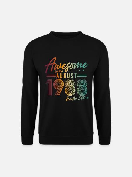 August 1988 Vintage Jahrgang Geburtstag Retro - Unisex Pullover - Schwarz