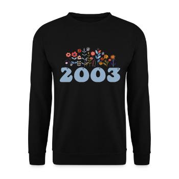 2003 Blumenmuster 2003 Blumen-thema Blumen 2003 - Unisex Pullover - Schwarz - Vorne - Alina (178cm) & Michal (187cm)