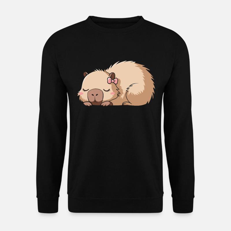 Süßes Capybara Rosa Schleife Capybara - Unisex Pullover - Schwarz