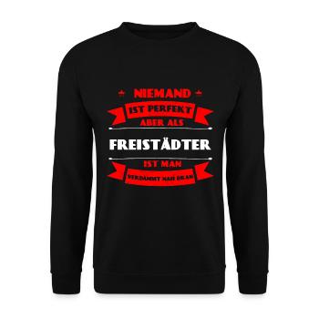 Perfekter Freistädter - Freistadt Oberösterreich - Unisex Pullover - Schwarz - Vorne - Alina (178cm) & Michal (187cm)