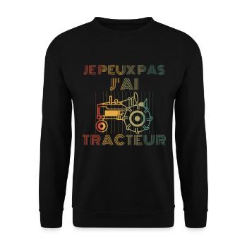 je peux pas j ai tracteur vintage - Sweat-shirt Unisexe - noir - Devant - Alina (178cm) & Michal (187cm)
