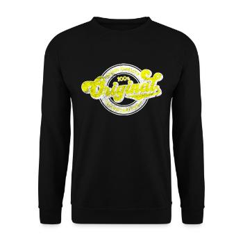 Original denim qualité rétro vintage jaune blanc - Sweat-shirt Unisexe - noir - Devant - Alina (178cm) & Michal (187cm)