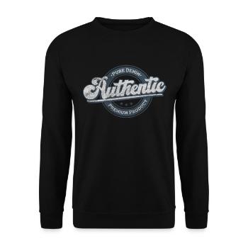 Authentisches reines Denim-Premiumprodukt retroblau - Unisex Pullover - Schwarz - Vorne - Alina (178cm) & Michal (187cm)