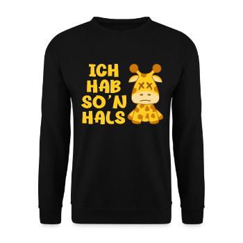 Ich hab so'n Hals Choleriker Giraffe Geschenk - Unisex Pullover - Schwarz - Vorne - Alina (178cm) & Michal (187cm)