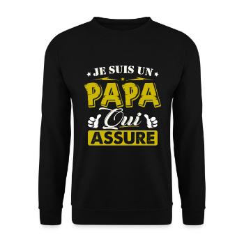 Tshirt Fete des Peres - I'm a Dad who ensures - Unisex Sweatshirt - black - Front - Alina (178cm) & Michal (187cm)