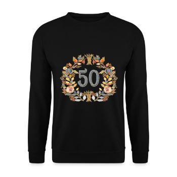50, birthday, round birthday, anniversary - Unisex Sweatshirt - black - Front - Alina (178cm) & Michal (187cm)