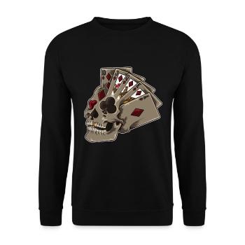 Crâne de poker | Dealer Zocker Lucky Jackpot - Sweat-shirt Unisexe - noir - Devant - Alina (178cm) & Michal (187cm)